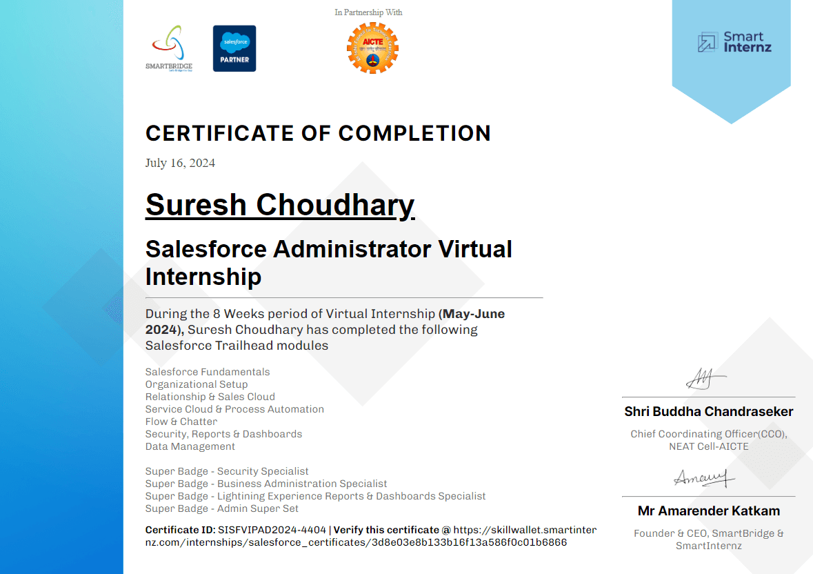 Salesforce Administrator Virtual Internship