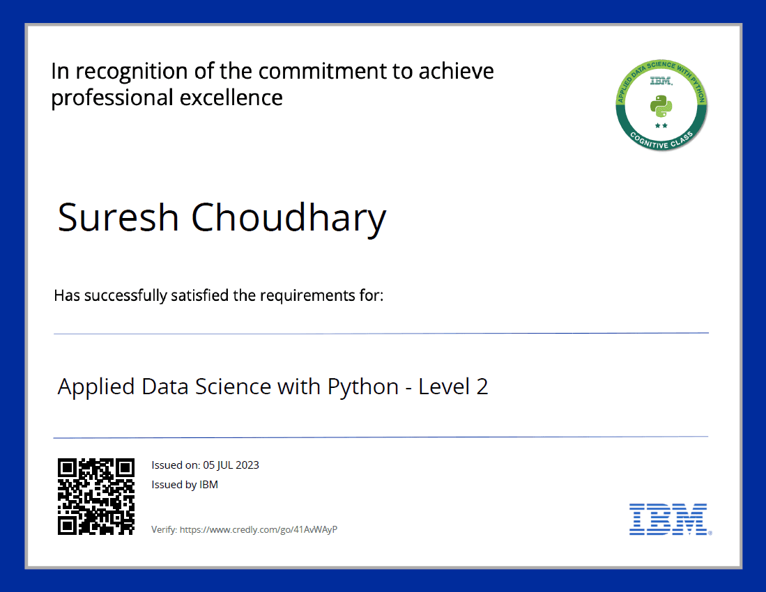 Applied Data Science with Python Level-2 IBM SkillsBuild