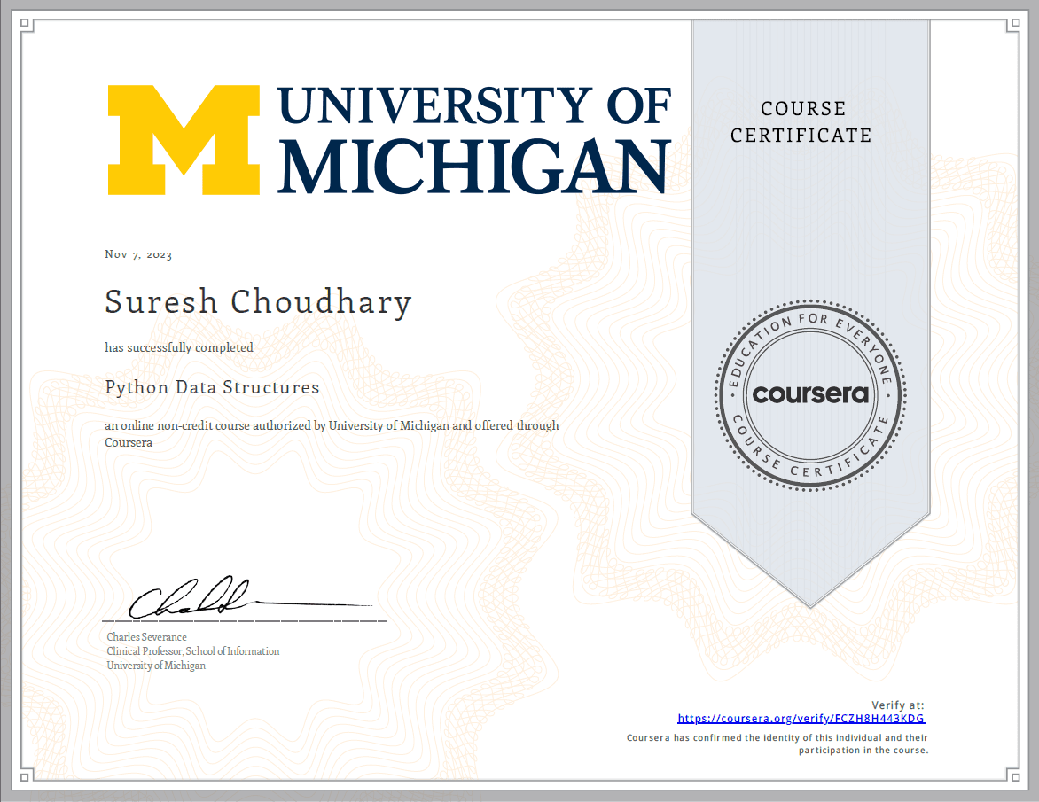 Python Data Structures - University of Michigan